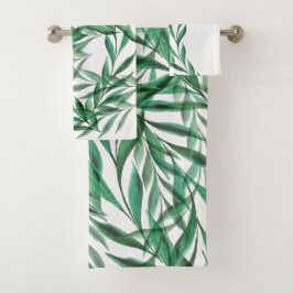 Groene palmbladeren transparant aquarel bad handdoek