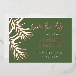 Groene Palmbladeren Trouwen Save The Date    Folie Uitnodiging