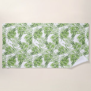 Groene palmbladeren. Waterverf patroon Strandlaken