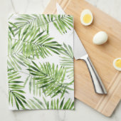 Groene palmbladeren. Waterverf patroon Theedoek (Quarter Fold)