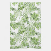 Groene palmbladeren. Waterverf patroon Theedoek (Verticaal)