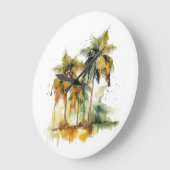 Groene palmbomen met kokosnoepjes, kleurtropen grote klok (Hoek)
