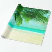 Groene palmbomen op het strand Blue Zee & Sky Cadeaupapier (Uitgerold)