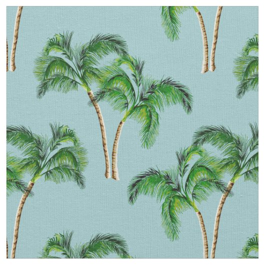 Groene palmbomen op Turquoise Stof (Close Up)