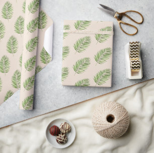 Groene Palmboom Bladeren Verjaardag Crème Cadeaupapier