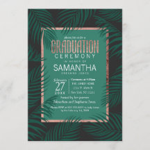 Groene Palmboom Bladeren Zwart Roos Goud Afstudere