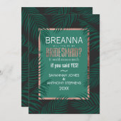 Groene palmboom bladeren Zwarte roos gouden bruids Kaart (Voorkant / Achterkant)