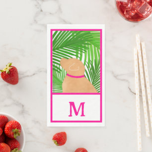 Groene Palmboom Eiland Gele Hond Gast Handdoeken Servet