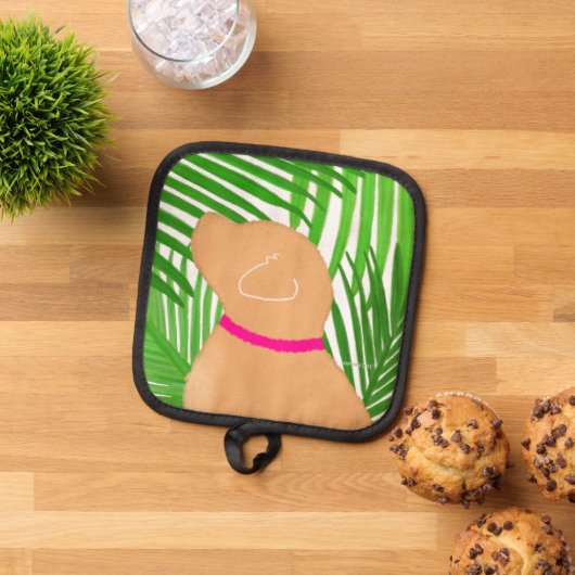 Groene palmboom eiland gele hondenpot houder (Top down)