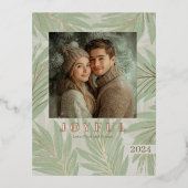 Groene Palmboom Kerstmis Folie Feestdagen Briefkaart (Voorkant)