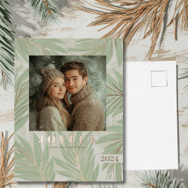 Groene Palmboom Kerstmis Folie Feestdagen Briefkaart