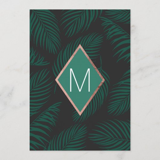 Groene palmboom laat zwarte Roos goudbruiloft over Menu (Achterkant)