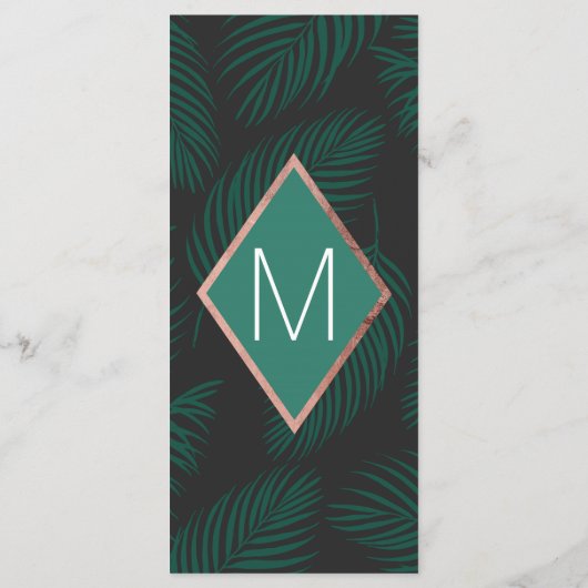 Groene palmboom laat zwarte Roos goudbruiloft over Programmakaart (Achterkant)