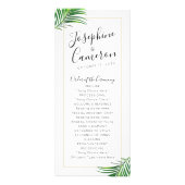 Groene palmboom strand bestemming bruiloft program reclamekaart (Voorkant)