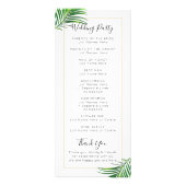 Groene palmboom strand bestemming bruiloft program reclamekaart (Achterkant)