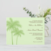 Groene palmboom Tropical Wedding Invitations Kaart (Staand voorkant)