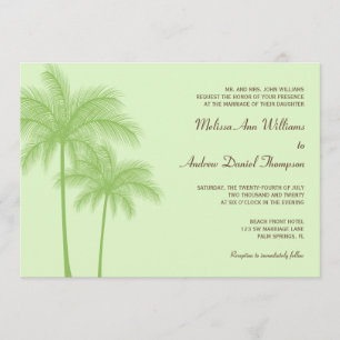 Groene palmboom Tropical Wedding Invitations Kaart