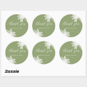 Groene palmboom tropisch dank u bruiloft ronde sticker (Vel)