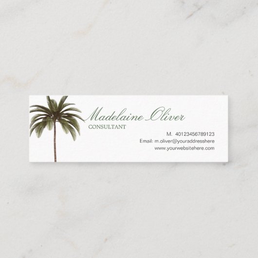  groene palmboom Tropisch Elegant Mini Visitekaartje (Achterkant)