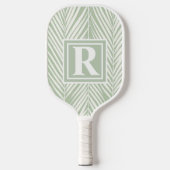 Groene palmen en  monogram pickleball paddle (Voorkant)