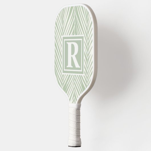 Groene palmen en  monogram pickleball paddle (Links)
