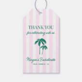Groene Palmen Roze Strepen Cadeaulabel (Voorkant)