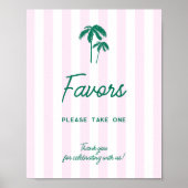 Groene Palmen Roze Strepen Favorieten Poster (Voorkant)