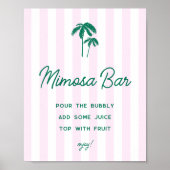 Groene Palmen Roze Strepen Mimosa Bar Poster (Voorkant)