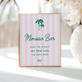 Groene Palmen Roze Strepen Mimosa Bar Poster