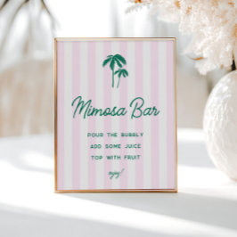 Groene Palmen Roze Strepen Mimosa Bar Poster