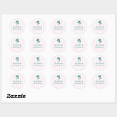 Groene palmen roze strepen ronde sticker (Vel)