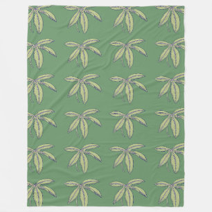 Groene Palmvormige Bladeren Fleece Deken