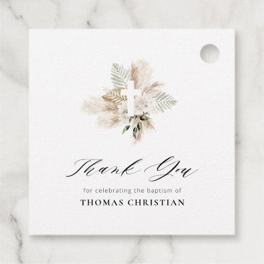 Groene pampas bloemendoop bedankjes labels (Achterkant)