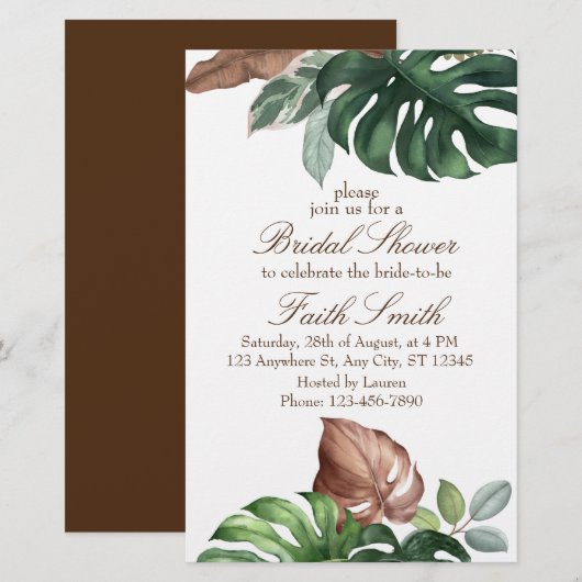 Groene Pampas Grass Floral Bridal Shower (Voorkant / Achterkant)