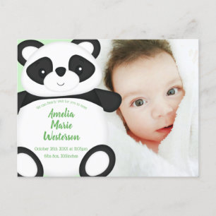 Groene Panda Beer Baby Birth Announement Briefkaart