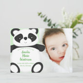 Groene Panda Beer Baby Birth Announement Kaart (Staand voorkant)