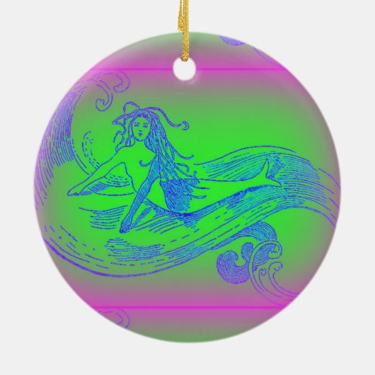 groene papegaai en mermaïde ornament (Achterkant)