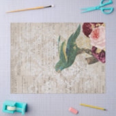 Groene papegaai met Rozen over ontkoppeling van kr Tissuepapier (Craft)