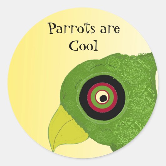 Groene Papegaai met Spreuk Ronde Sticker (Voorkant)