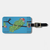 groene papegaai op blauwe bagagelabel (Voorkant horizontaal)
