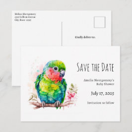 Groene papegaai - Schattige Baby Bird Baby shower Aankondigingskaart