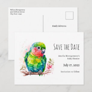 Groene papegaai - Schattige Baby Bird Baby shower Aankondigingskaart