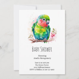 Groene papegaai - Schattige Baby Bird Baby shower Kaart