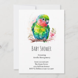 Groene papegaai - Schattige Baby Bird Baby shower Kaart