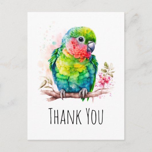 Groene papegaai - Schattige Baby Bird Dank u Briefkaart (Voorkant)