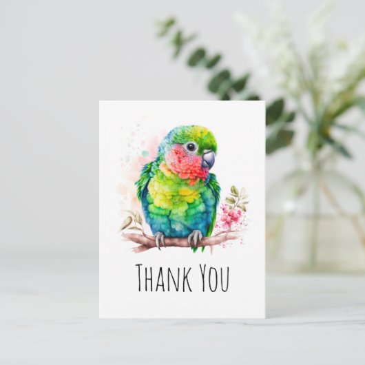 Groene papegaai - Schattige Baby Bird Dank u Briefkaart (Staand voorkant)