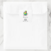 Groene papegaai - Schattige Baby Bird - Kaarsenbed Vierkante Sticker (Tas)