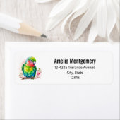 Groene papegaai - Schattige Baby Vogeladres Etiket (Insitu)