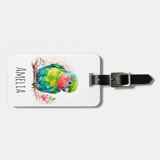 Groene papegaai - Schattigee Baby Bird Bagagelabel (Voorkant horizontaal)