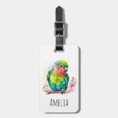 Groene papegaai - Schattigee Baby Bird Bagagelabel (Voorkant verticaal)